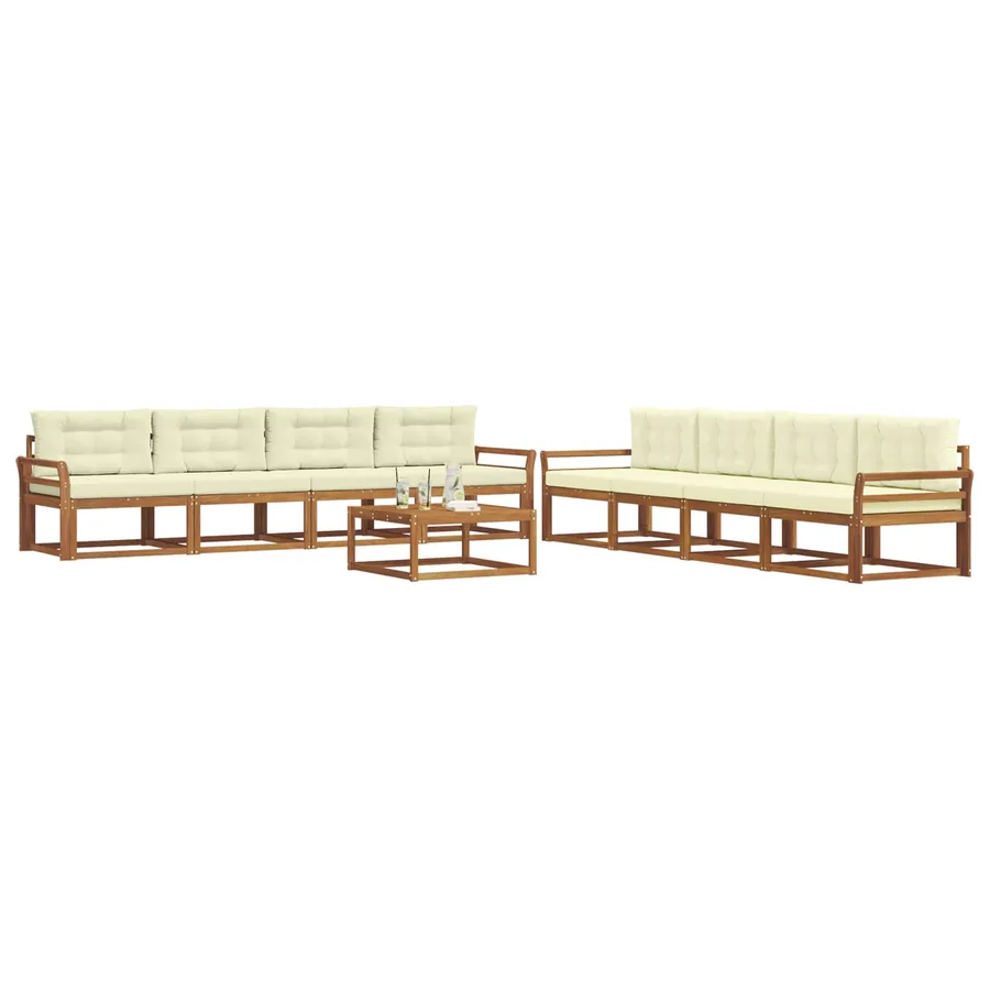 Ensemble de canapés d'extérieur 9 pcs Naturel et Crème - 3
