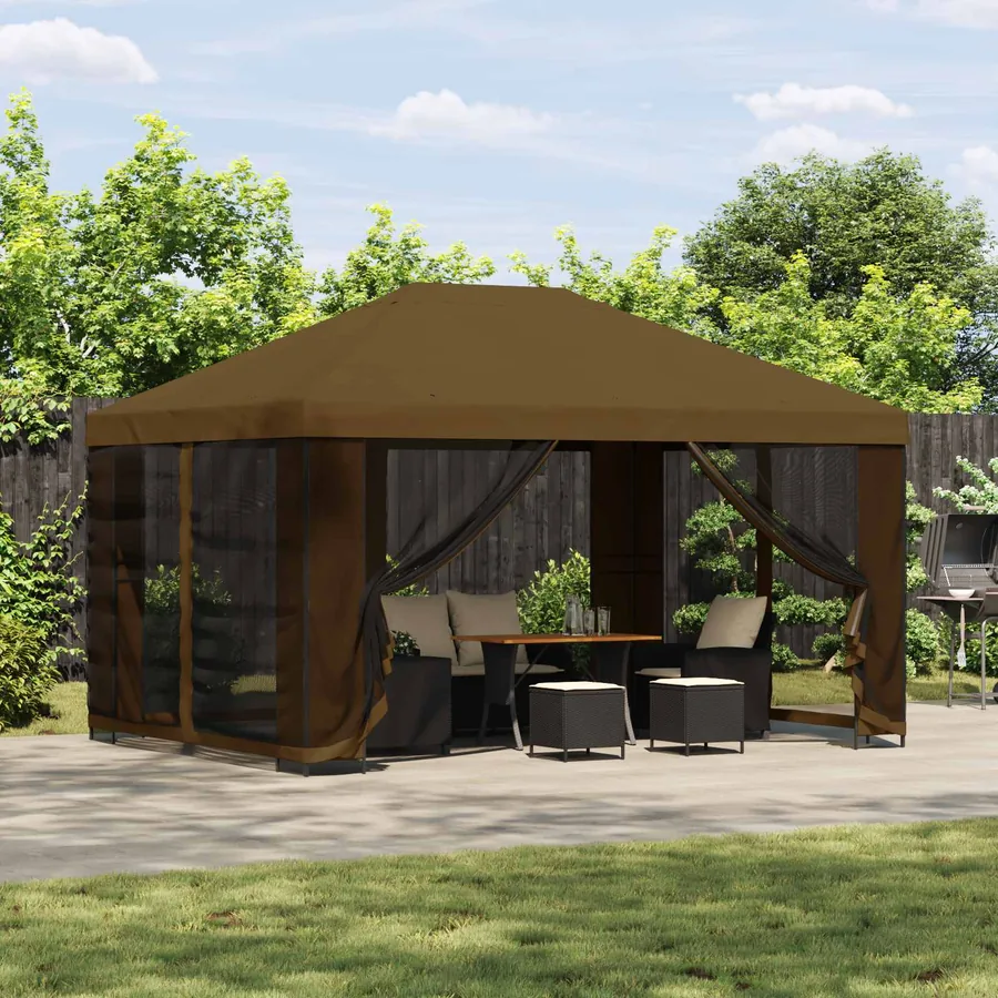 Abri de jardin avec parois 4 × 3 m Taupe Polyester et Acier