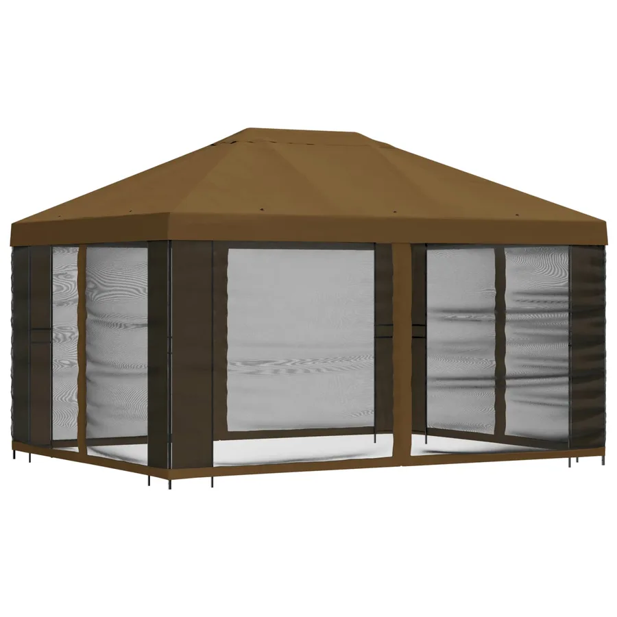 Abri de jardin avec parois 4 × 3 m Taupe Polyester et Acier - 3