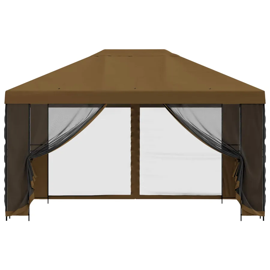 Abri de jardin avec parois 4 × 3 m Taupe Polyester et Acier - 5