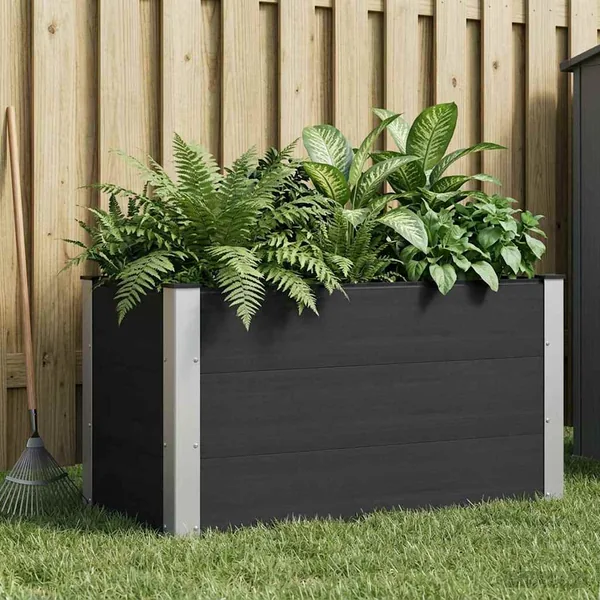 Jardinière surélevée Noir 100 x 50 x 54 cm WPC et Aluminium