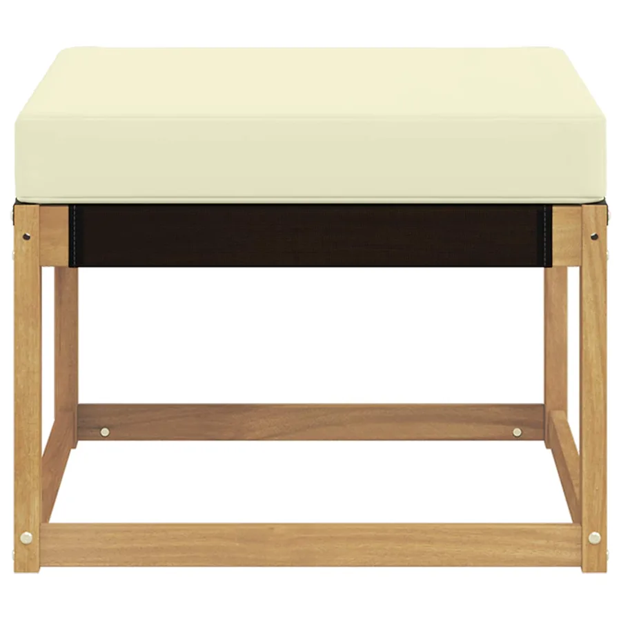 Pouf d'Extérieur Bois d'acacia massif et tissu Textilène Blanc - 3