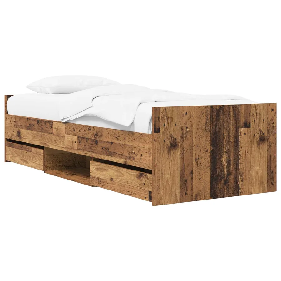 Cadre de lit avec rangement Bois ancien 80 x 200 cm