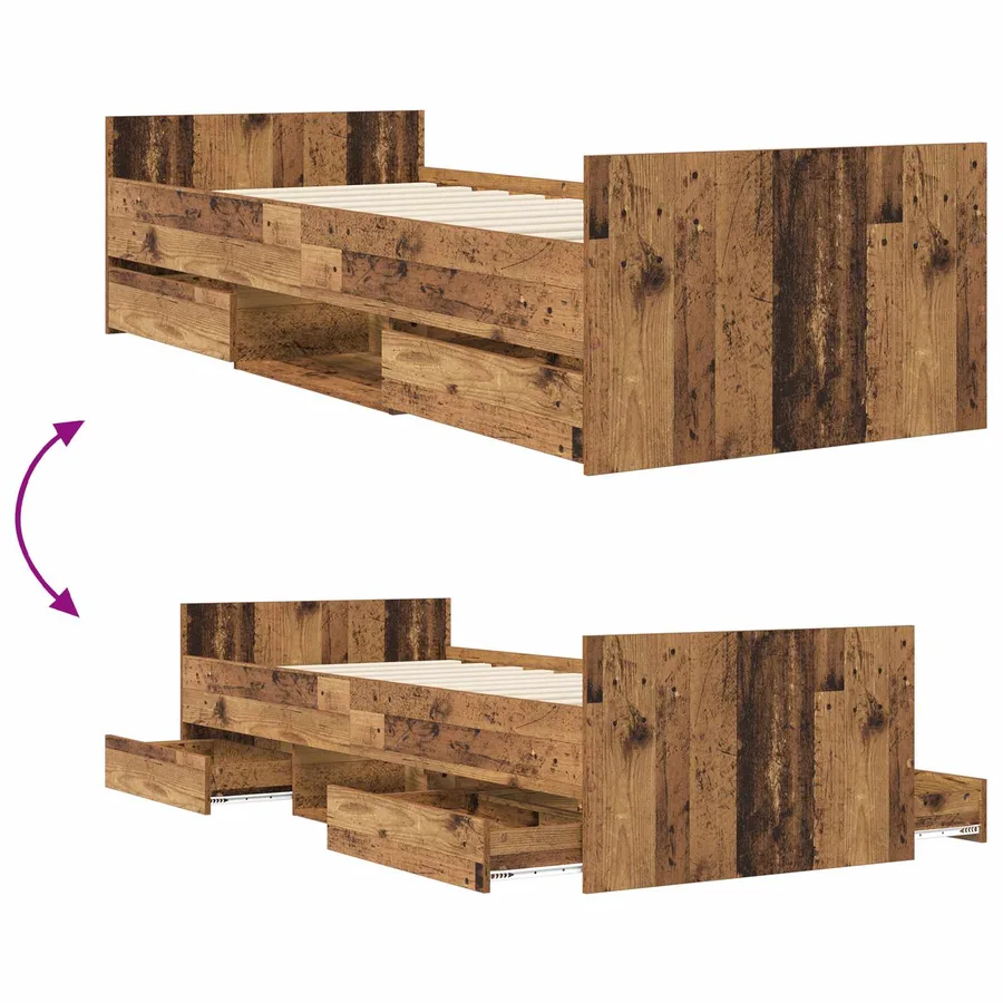 Cadre de lit avec rangement Bois ancien 80 x 200 cm - 7