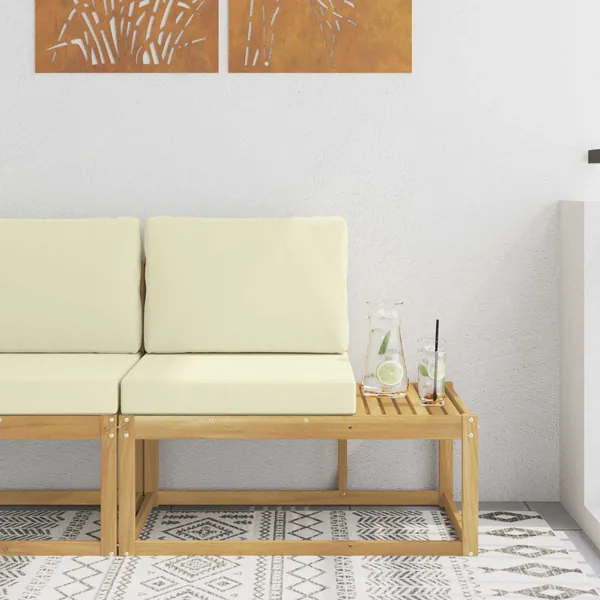 Canapé d'extérieur en bout avec coussin Blanc 91 x 63 x 73 cm