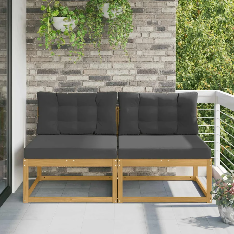 2 Pièce Sofa de milieu extérieur Polyester Blanc