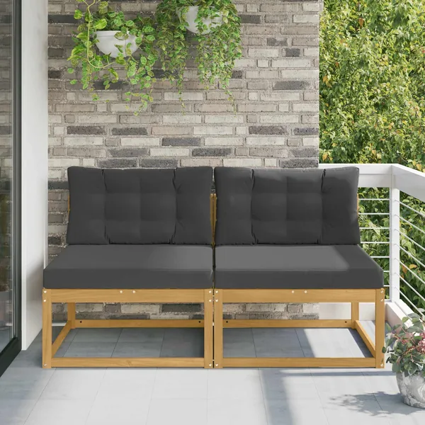 2 Pièce Sofa de milieu extérieur Polyester Blanc