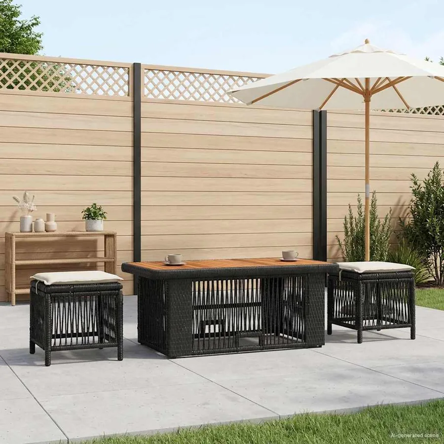 Ensemble de salle à manger pour jardin 4 pcs Noir et Crème