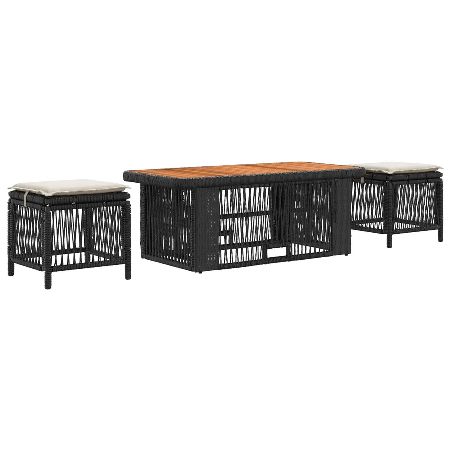 Ensemble de salle à manger pour jardin 4 pcs Noir et Crème - 2