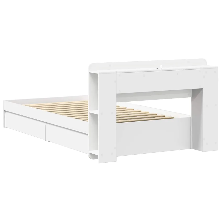 Cadre de lit avec rangement Blanc 80 x 200 cm Bois d'ingénierie - 5