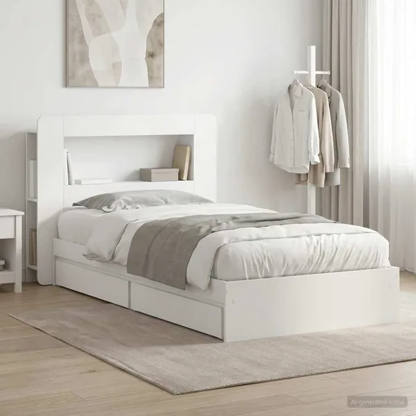 Cadre de lit avec rangement Blanc 80 x 200 cm Bois d'ingénierie