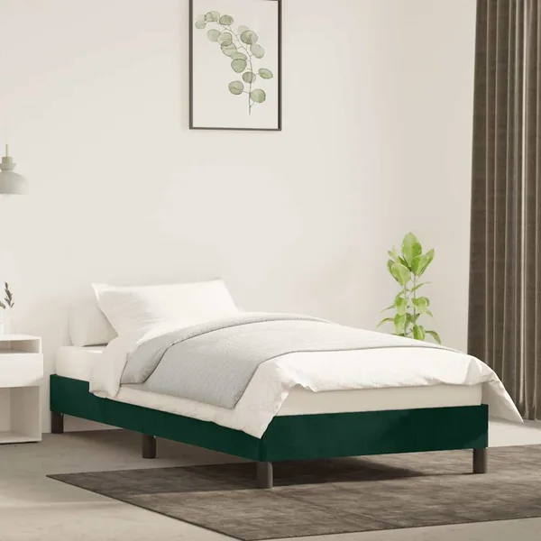 Cadre de lit sans matelas vert foncé 90x200 cm velours