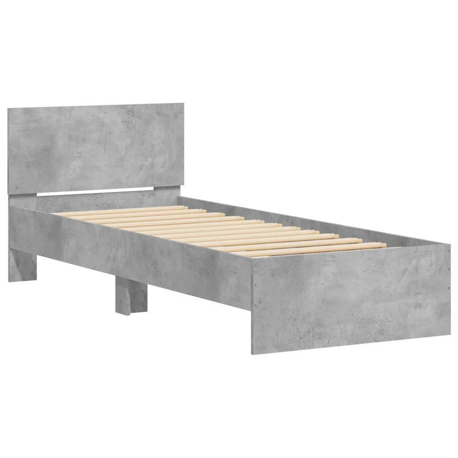 Cadre de lit avec tête de lit Gris béton 80 x 200 cm - 3