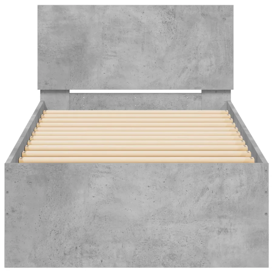 Cadre de lit avec tête de lit Gris béton 80 x 200 cm - 4