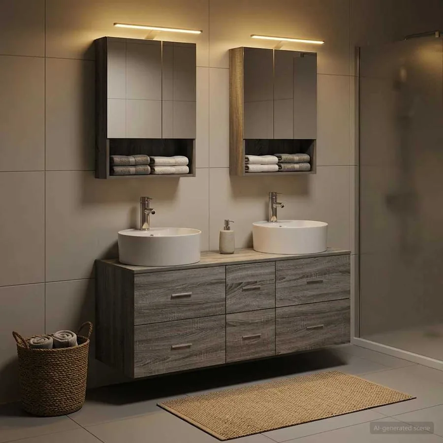 Ensemble de mobilier de salle de bain 5 pcs Sonoma gris