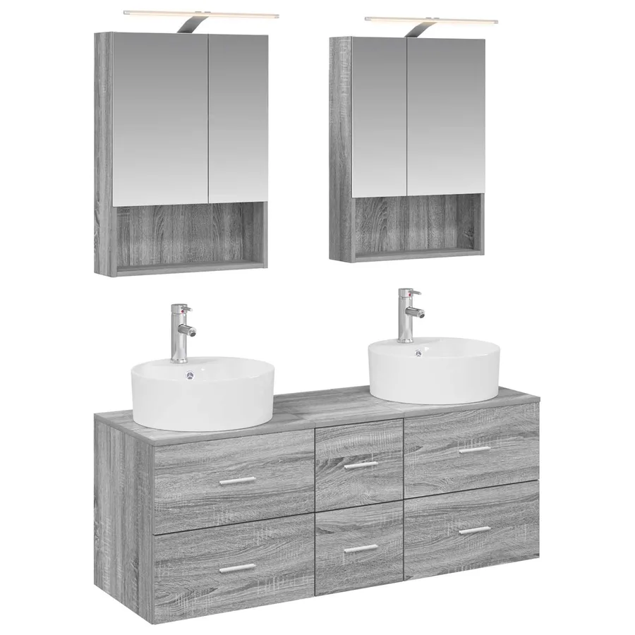 Ensemble de mobilier de salle de bain 5 pcs Sonoma gris - 2