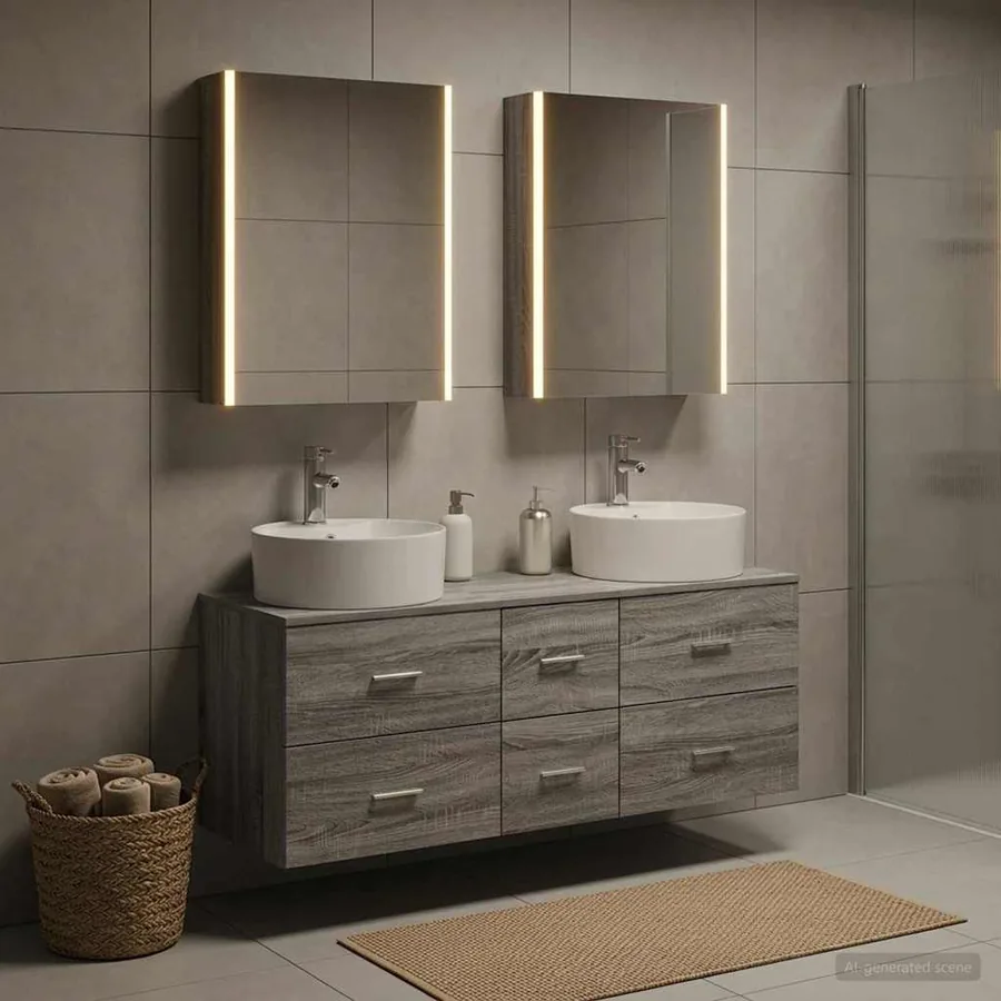 Ensemble de mobilier de salle de bain 5 pcs Sonoma gris