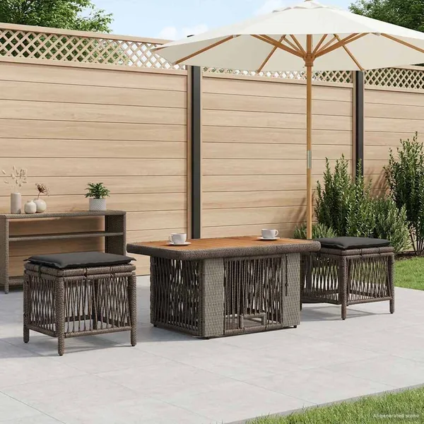 Ensemble de salle à manger pour jardin 3 pcs Gris et Gris foncé