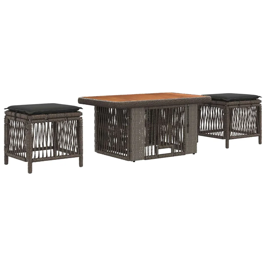 Ensemble de salle à manger pour jardin 3 pcs Gris et Gris foncé - 2
