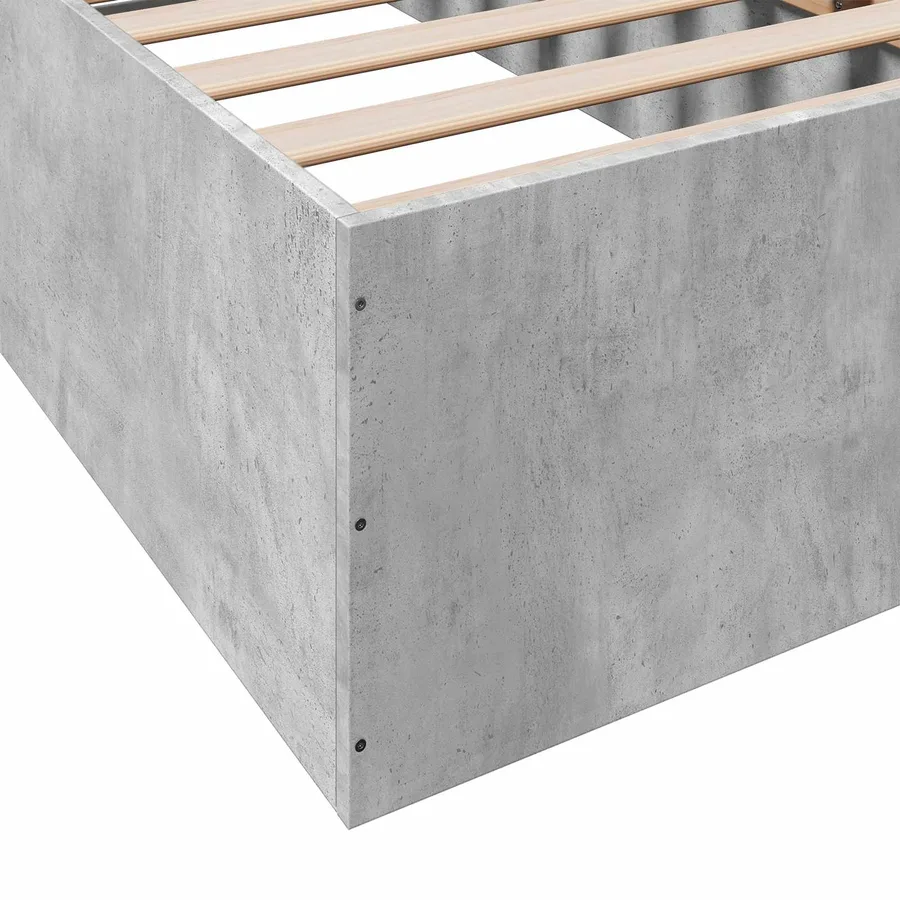 Cadre de lit au sol Gris béton 80 x 200 cm Bois d'ingénierie - 7