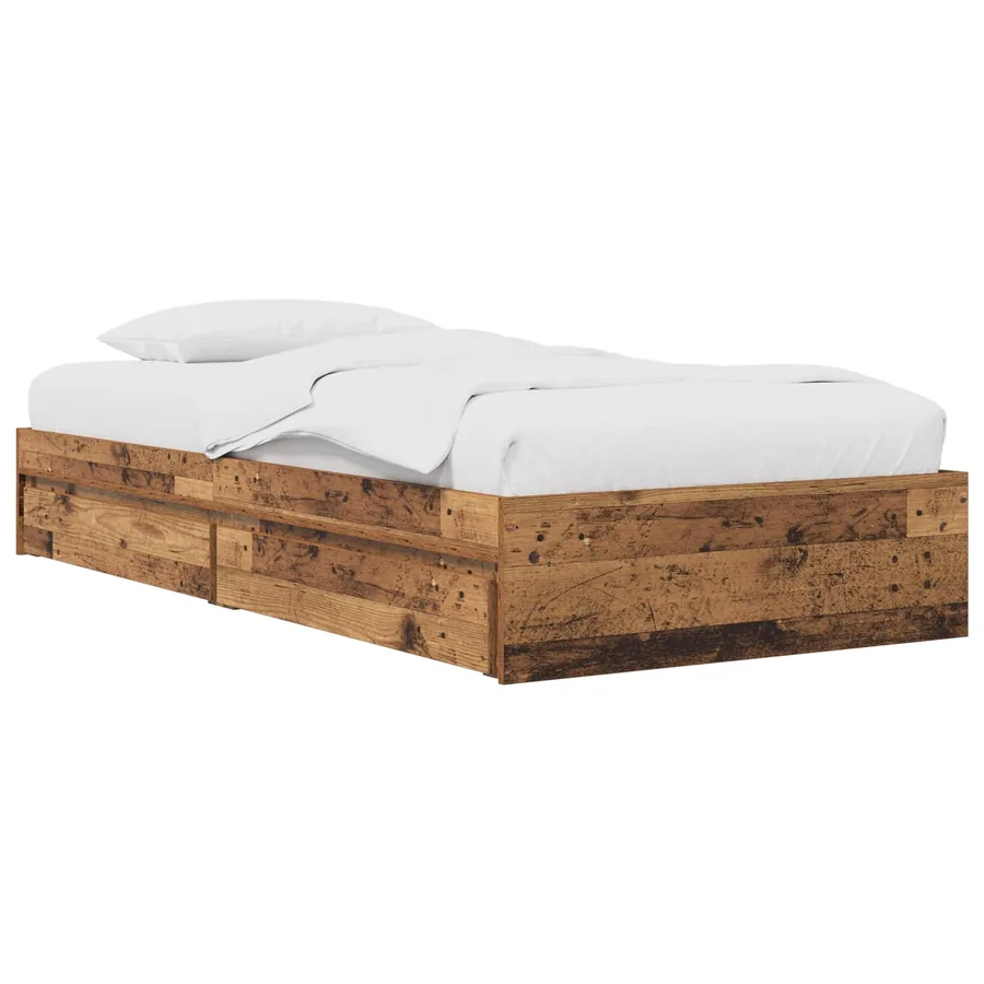 Cadre de lit avec rangement avec tiroir Bois ancien 80 x 200 cm