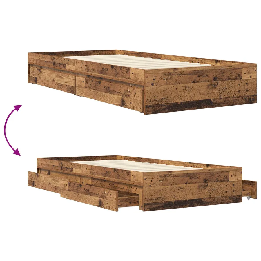 Cadre de lit avec rangement avec tiroir Bois ancien 80 x 200 cm - 7