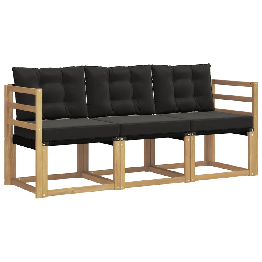 Ensemble de canapés d'extérieur 3 pcs Blanc et noir - 2