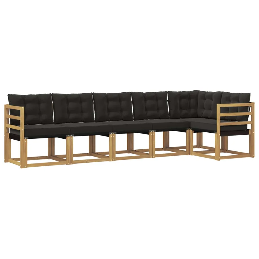 Ensemble de canapés d'extérieur 6 pcs Blanc et noir - 2