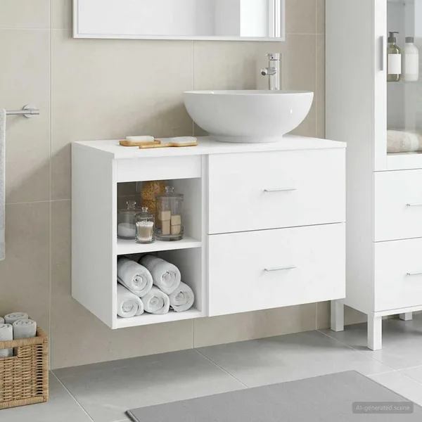 Ensemble de mobilier de salle de bain 2 pcs Blanc