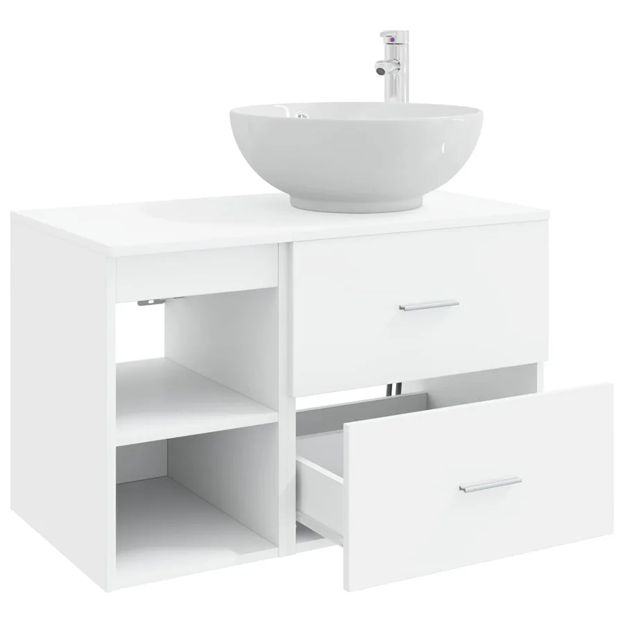 Ensemble de mobilier de salle de bain 2 pcs Blanc - 4
