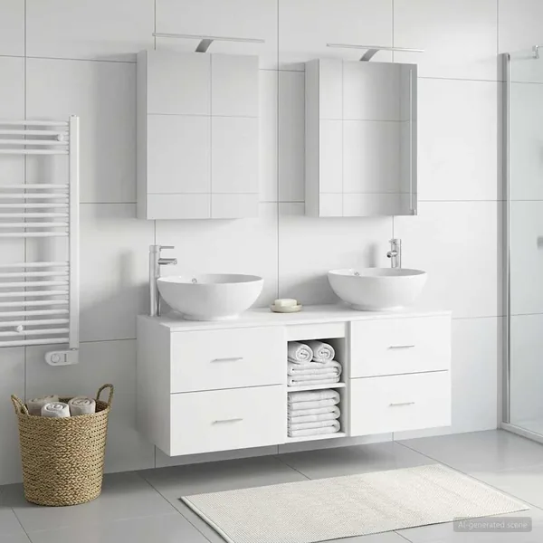 Ensemble de mobilier de salle de bain 5 pcs Blanc