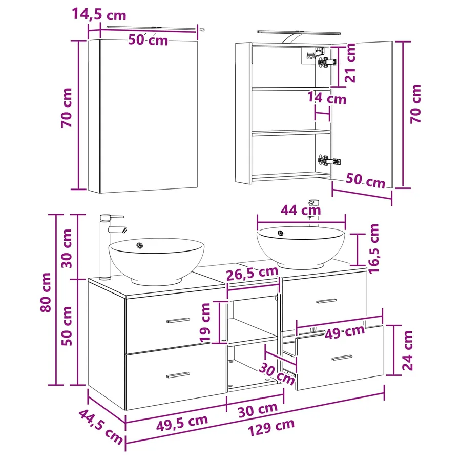 Ensemble de mobilier de salle de bain 5 pcs Blanc - 15