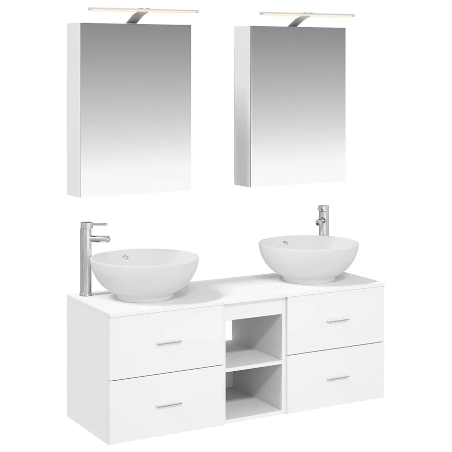 Ensemble de mobilier de salle de bain 5 pcs Blanc - 2