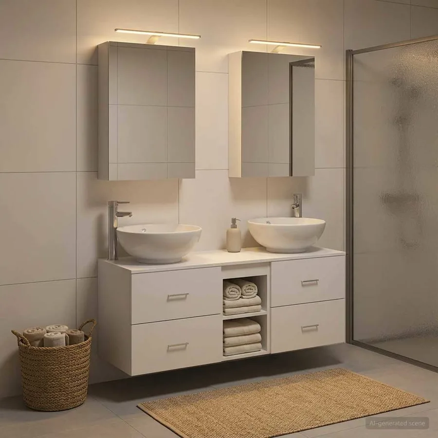 Ensemble de mobilier de salle de bain 5 pcs Blanc - 4