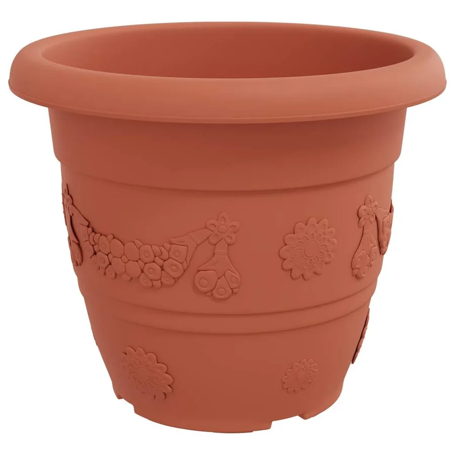 Pot à fleurs rond 6 pcs Rouge brique Ø 34 x 28 cm Plastique - 5