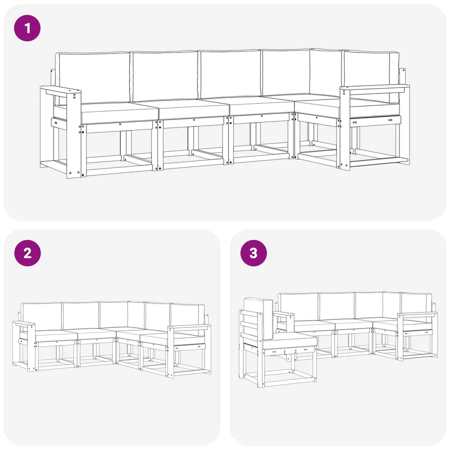 Ensemble de canapés d'extérieur 5 pcs Blanc et crème - 7