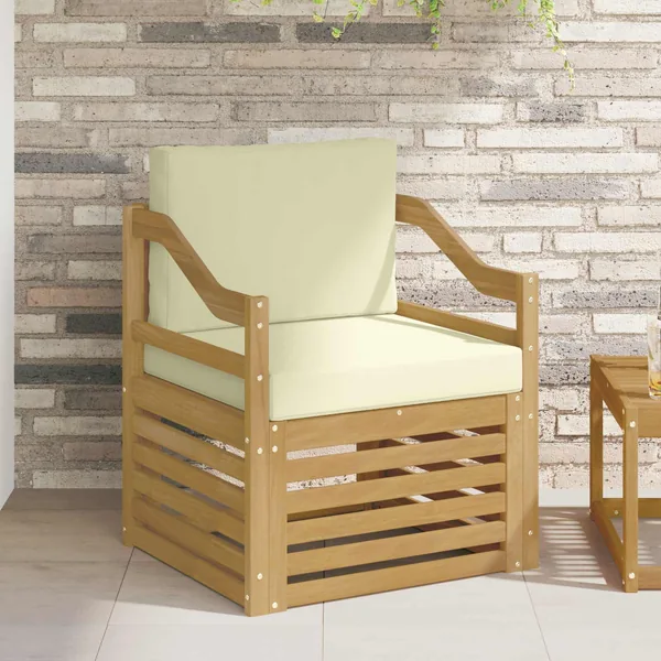 Canapé d’extérieur Polyester Blanc et crème