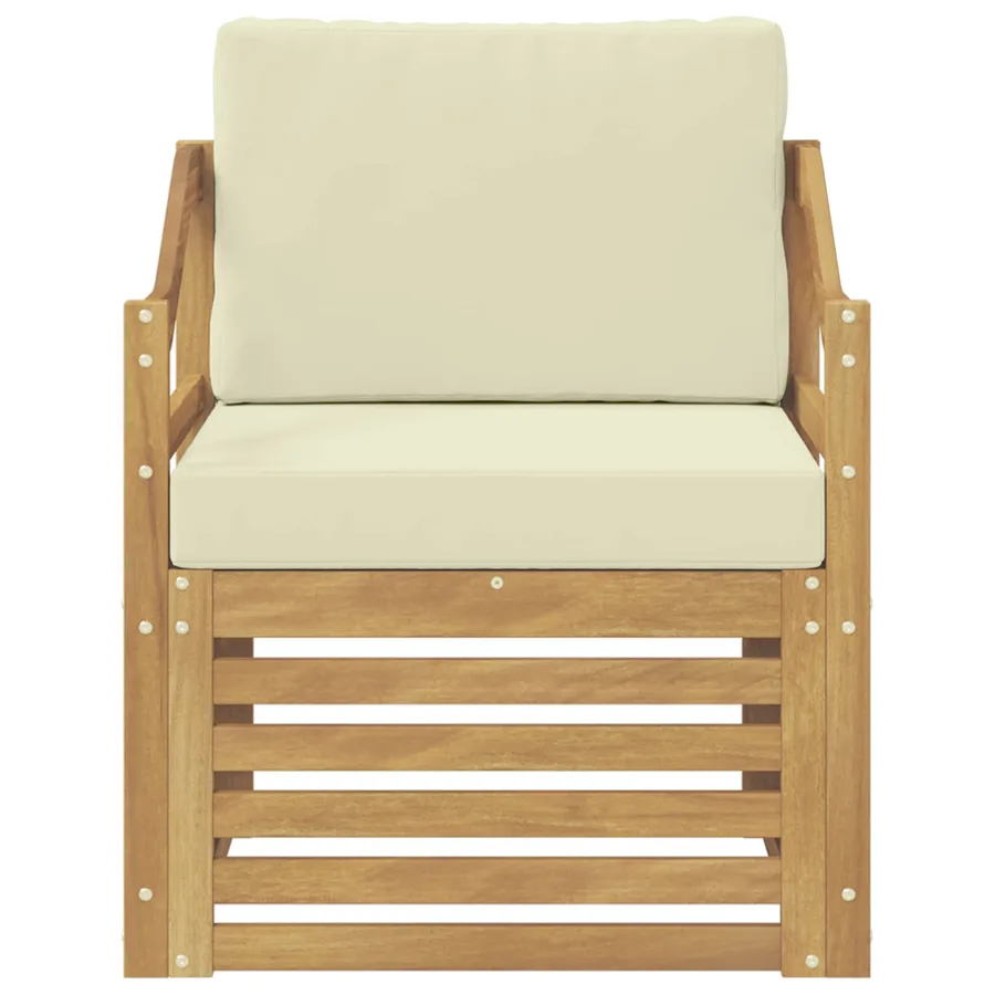 Canapé d’extérieur Polyester Blanc et crème - 3