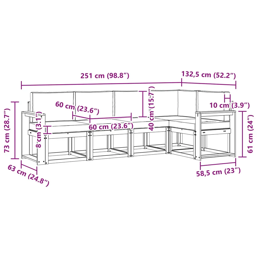 Ensemble de canapés d'extérieur 5 pcs Blanc et anthracite - 8