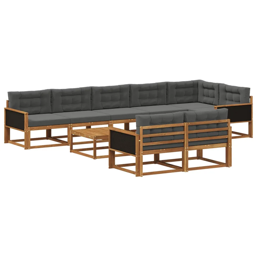 Ensemble de canapés d'extérieur 9 pcs Naturel et Anthracite - 2
