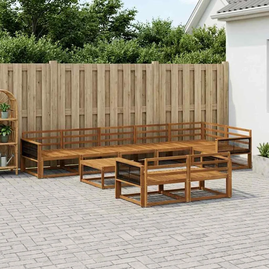 Ensemble de canapés d'extérieur 9 pcs Naturel