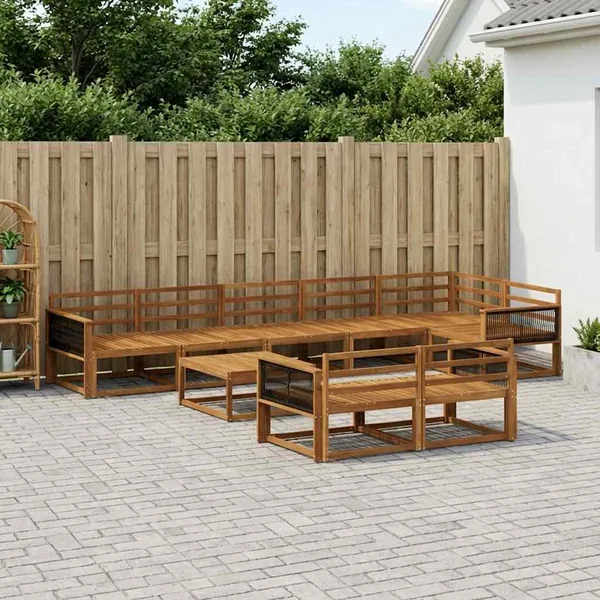 Ensemble de canapés d'extérieur 9 pcs Naturel