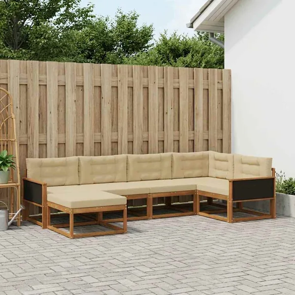 Ensemble de canapés d'extérieur 6 pcs Naturel et Beige