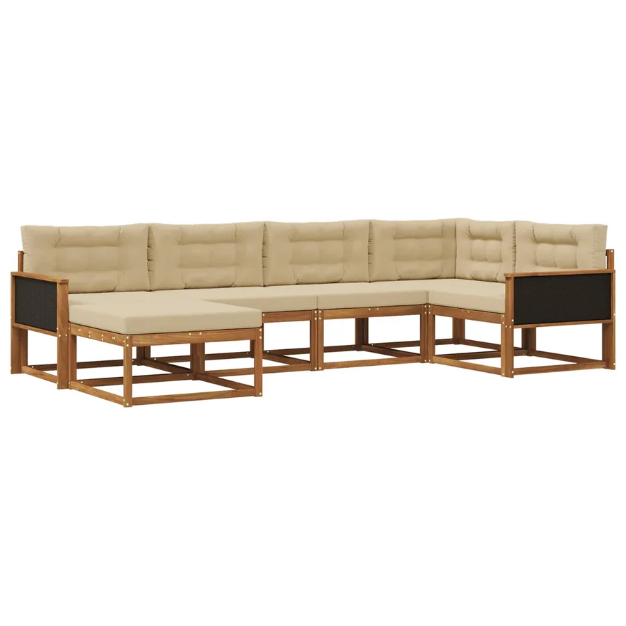 Ensemble de canapés d'extérieur 6 pcs Naturel et Beige - 2