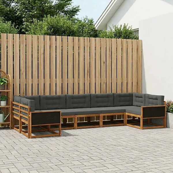 Ensemble de canapés d'extérieur 7 pcs Naturel et Anthracite