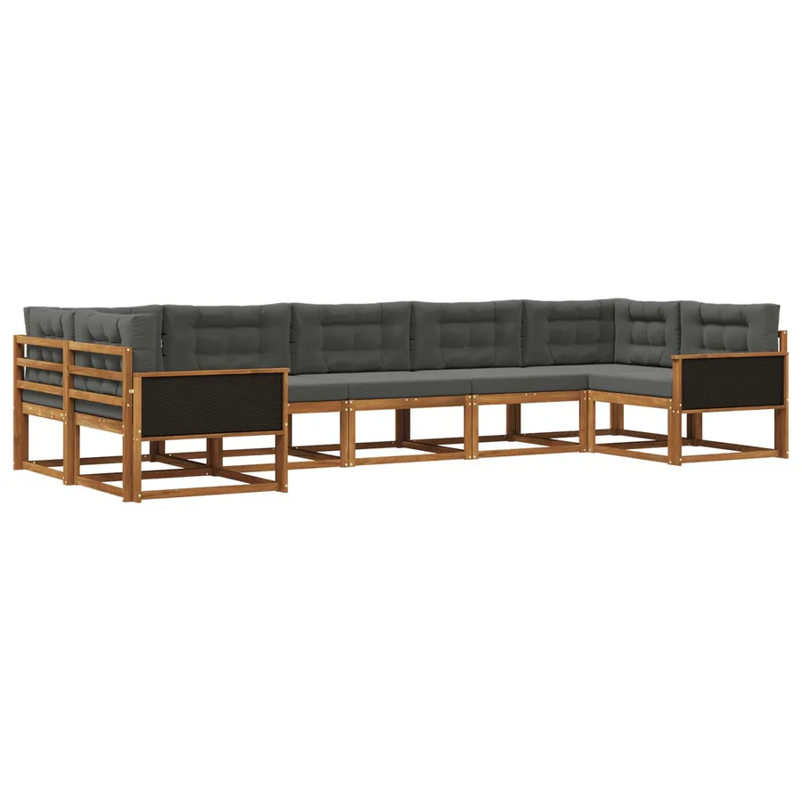 Ensemble de canapés d'extérieur 7 pcs Naturel et Anthracite - 2