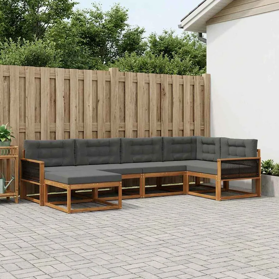 Ensemble de canapés d'extérieur 6 pcs Naturel et Anthracite