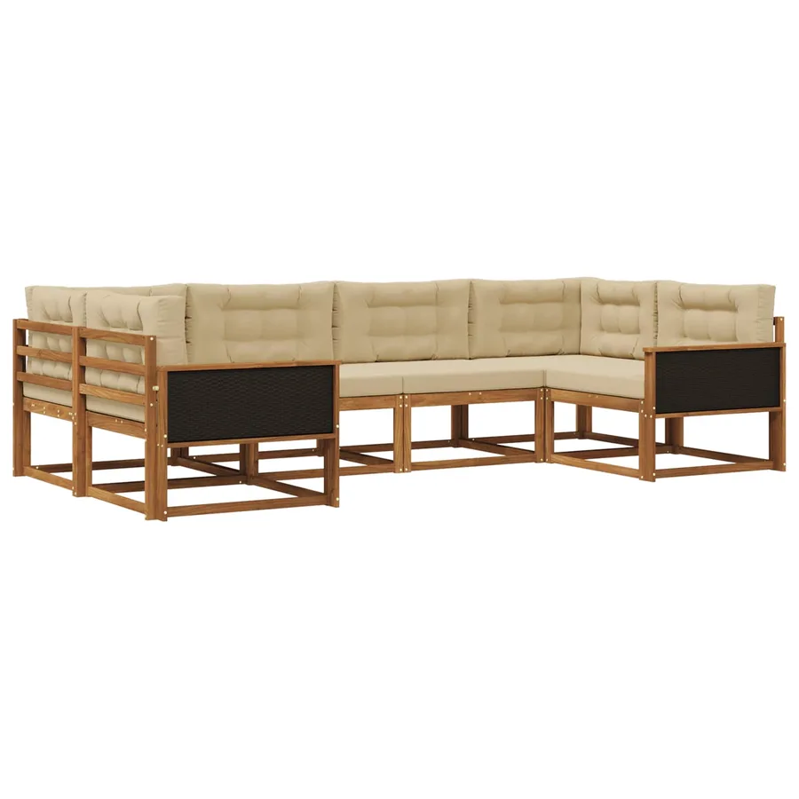 Ensemble de canapés d'extérieur 6 pcs Naturel et Beige - 2