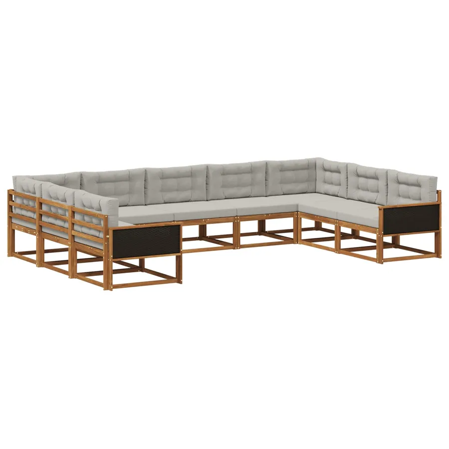 Ensemble de canapés d'extérieur 9 pcs Naturel et gris clair - 2
