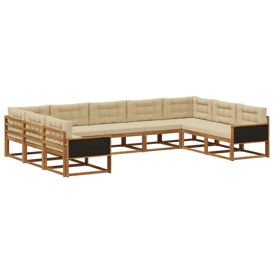 Ensemble de canapés d'extérieur 9 pcs Naturel et Beige - 2